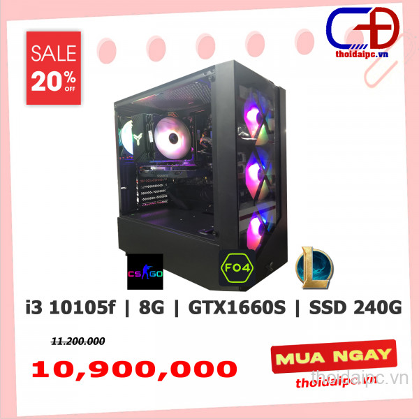 PC GAMING (H410/i3 10105F/Ram 8G/GTX 1660s/SSD 240G/X550III)