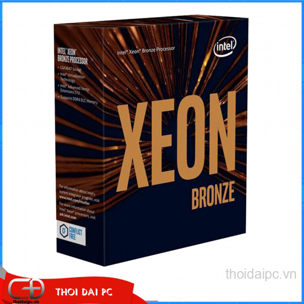 CPU Intel Xeon Bronze 3104 /Sever/8MB/1.7GHz/ 6 nhân 6 luồng/ LGA 3647