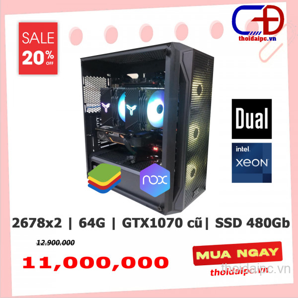 PC WS-DUALXEON (X99T8D/2678x2/Ram 64G/GTX 1070/SSD 480G/X650III)