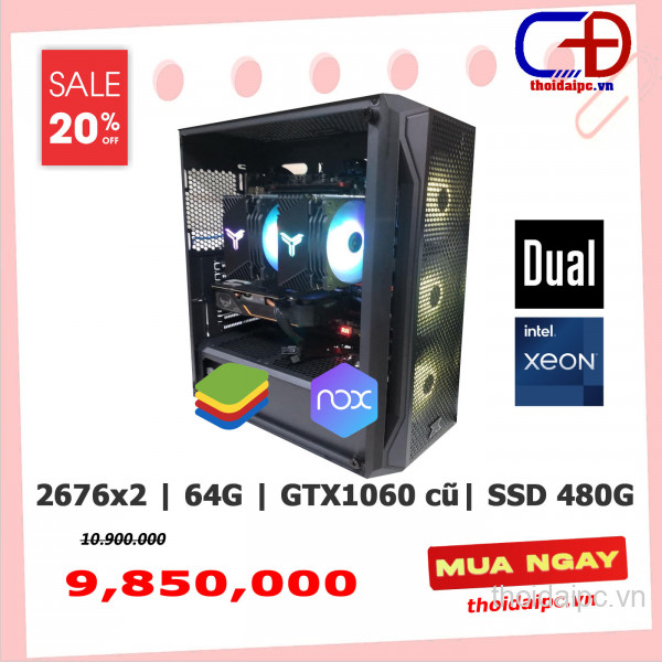 PC WS-DUALXEON  (X99T8D/2676x2/Ram 64G/GTX 1060/SSD 480G/X650III)