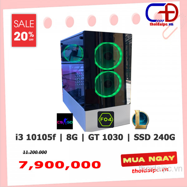 PC GAMING (H410/i3 10105F/Ram 8G/GT1030 2G/SSD 240G/X450III)