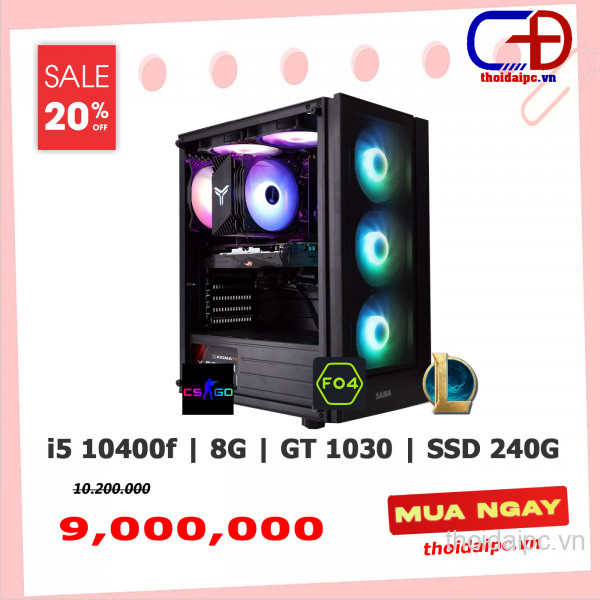 PC GAMING (H510/i5 10400F/Ram 8G/GT1030/SSD 240G/X550III)
