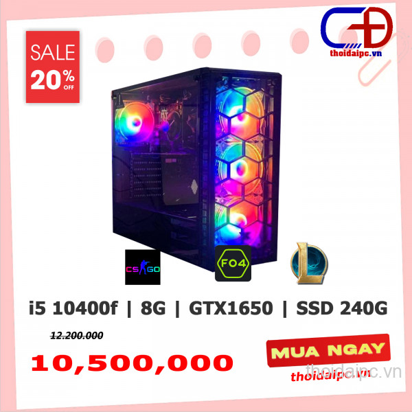 PC GAMING (H510/i5 10400F/Ram 8G/GTX1650 4G/SSD 240G/X450III)