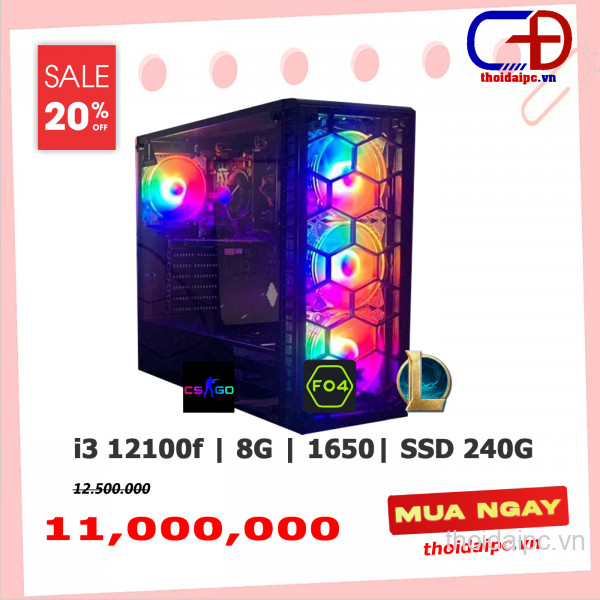 PC GAMING (H610/i3 12100F/Ram 8G/GTX 1650/SSD 240G/X450III)
