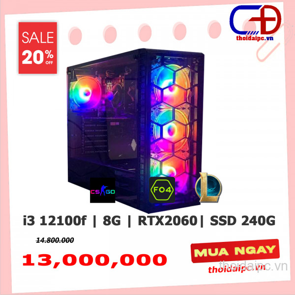 PC GAMING (H610/i3 12100F/Ram 8G/RTX 2060/SSD 240G/X550III)